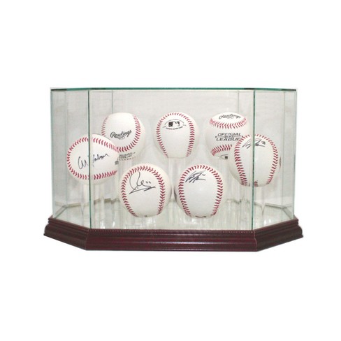 HOCKEY PUCK REAL GLASS DISPLAY CASE FOR 7 PUCKS